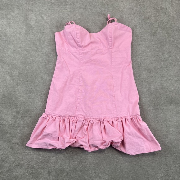 Hello Molly Size 6 Pink Ruffle Hem Mini Dress Sweetheart Neckline Coquette — photo 2